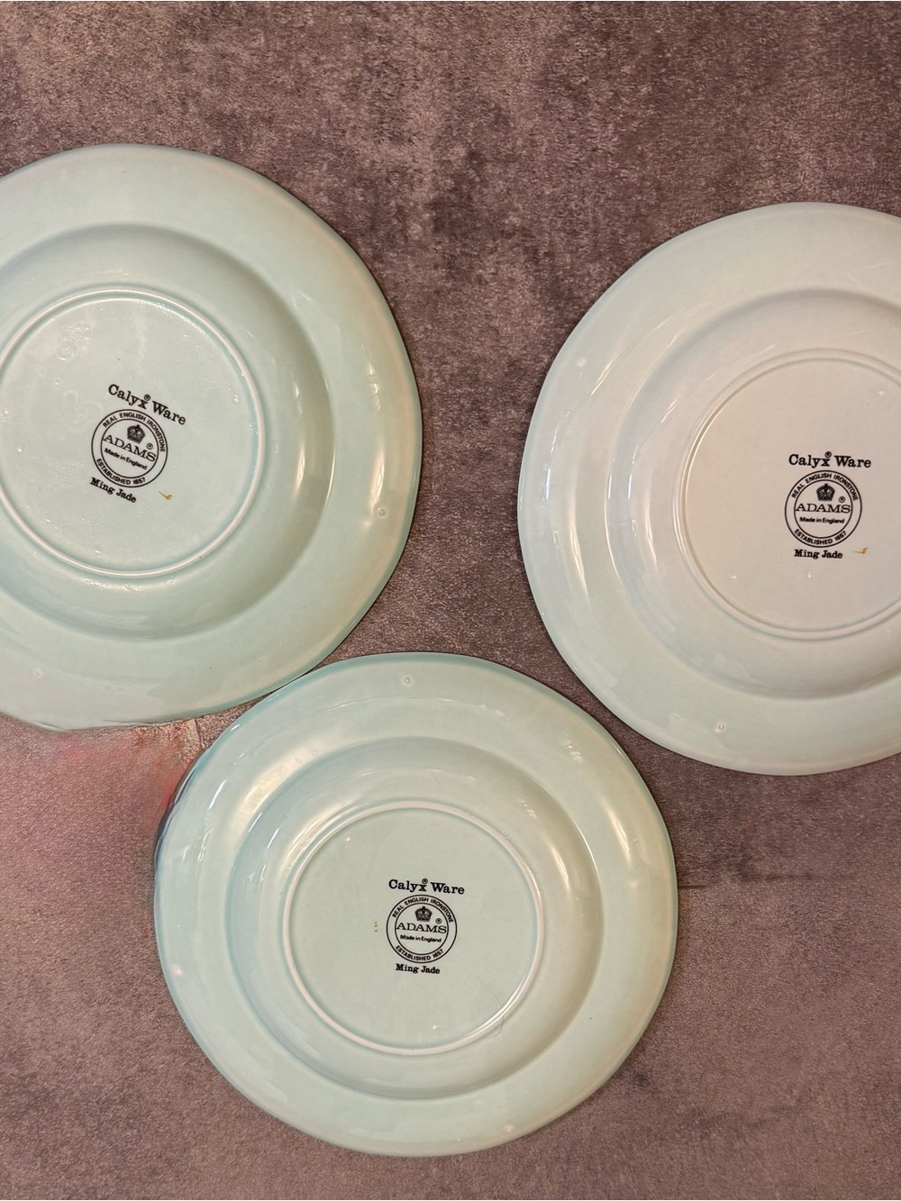 Adams Calyx Ware Ironstone Ming Jade Floral Porcelain Dinner Plate Gold Rim 8” - Picture 5 of 7